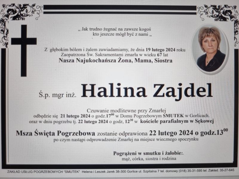 Zmarła Halina Zajdel